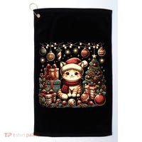 Cute Santa Cat With Christmas Stuff Golf Towel thumb 0