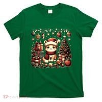 Cute Santa Cat With Christmas Stuff T-Shirt thumb 0