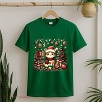 Cute Santa Cat With Christmas Stuff T-Shirt thumb 2