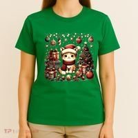 Cute Santa Cat With Christmas Stuff T-Shirt thumb 4