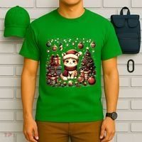 Cute Santa Cat With Christmas Stuff T-Shirt thumb 6