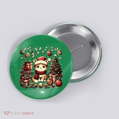 Cute Santa Cat With Christmas Stuff Button