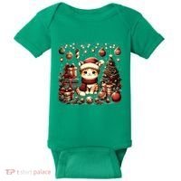 Cute Santa Cat With Christmas Stuff Baby Bodysuit thumb 0