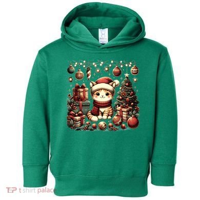 Cute Santa Cat With Christmas Stuff Toddler Hoodie