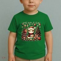 Cute Santa Cat With Christmas Stuff Toddler T-Shirt thumb 2