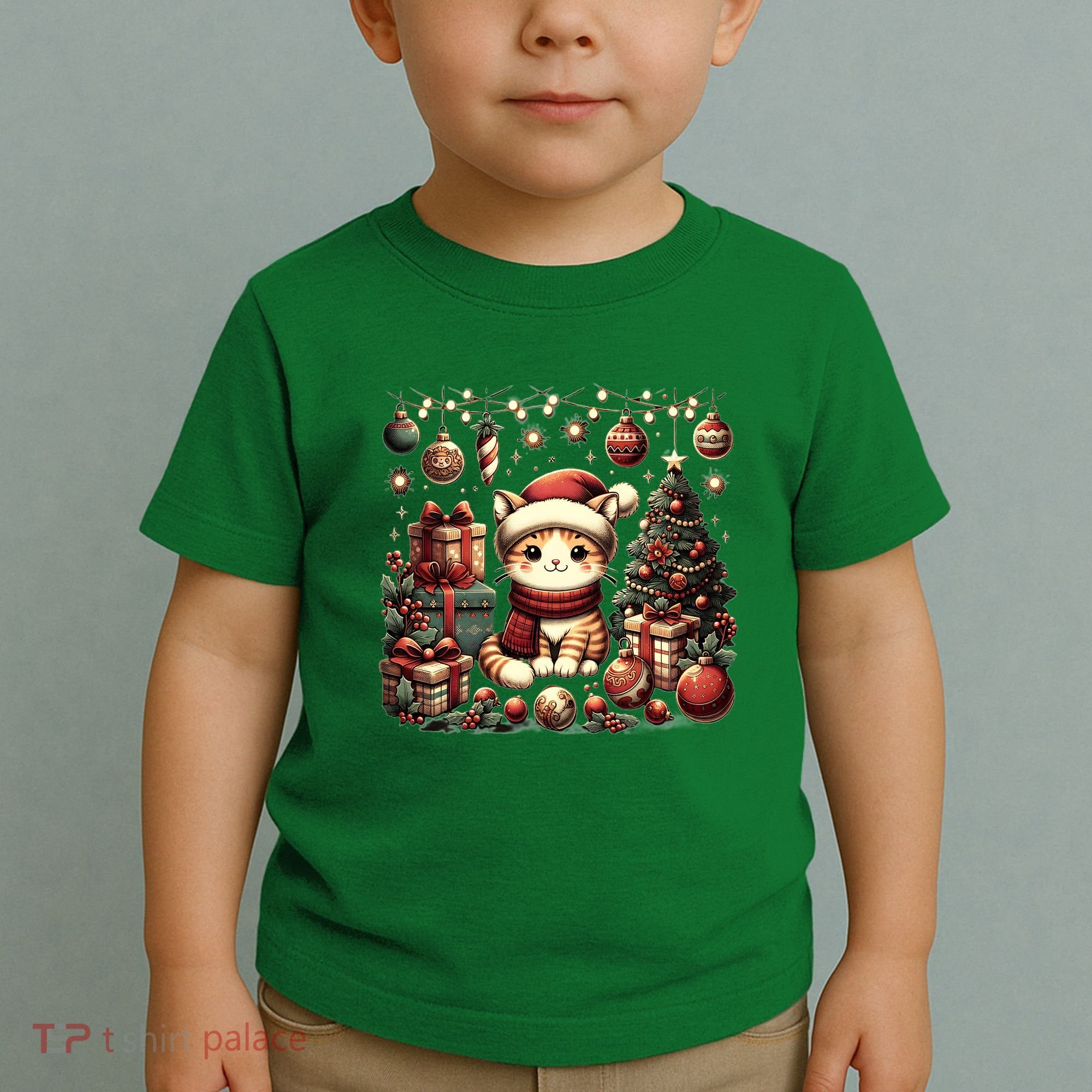 Cute Santa Cat With Christmas Stuff Toddler T-Shirt