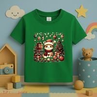 Cute Santa Cat With Christmas Stuff Toddler T-Shirt thumb 3