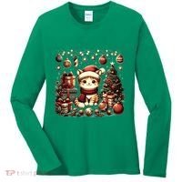 Cute Santa Cat With Christmas Stuff Women's Long Sleeve Shirt thumb 0