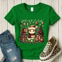 Cute Santa Cat With Christmas Stuff Women's T-Shirt thumb 3
