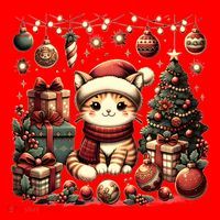 Cute Santa Cat With Christmas Stuff Santa Hat thumb 1