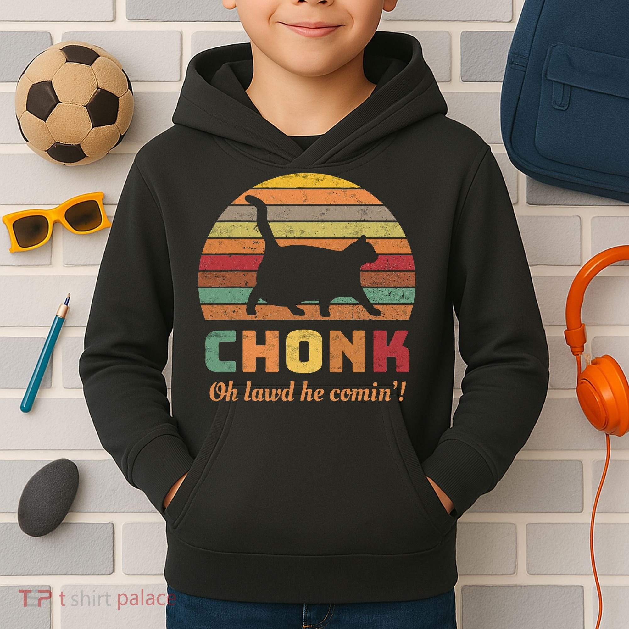 Chonk Scale Cat Chonk Cat Kids Hoodie
