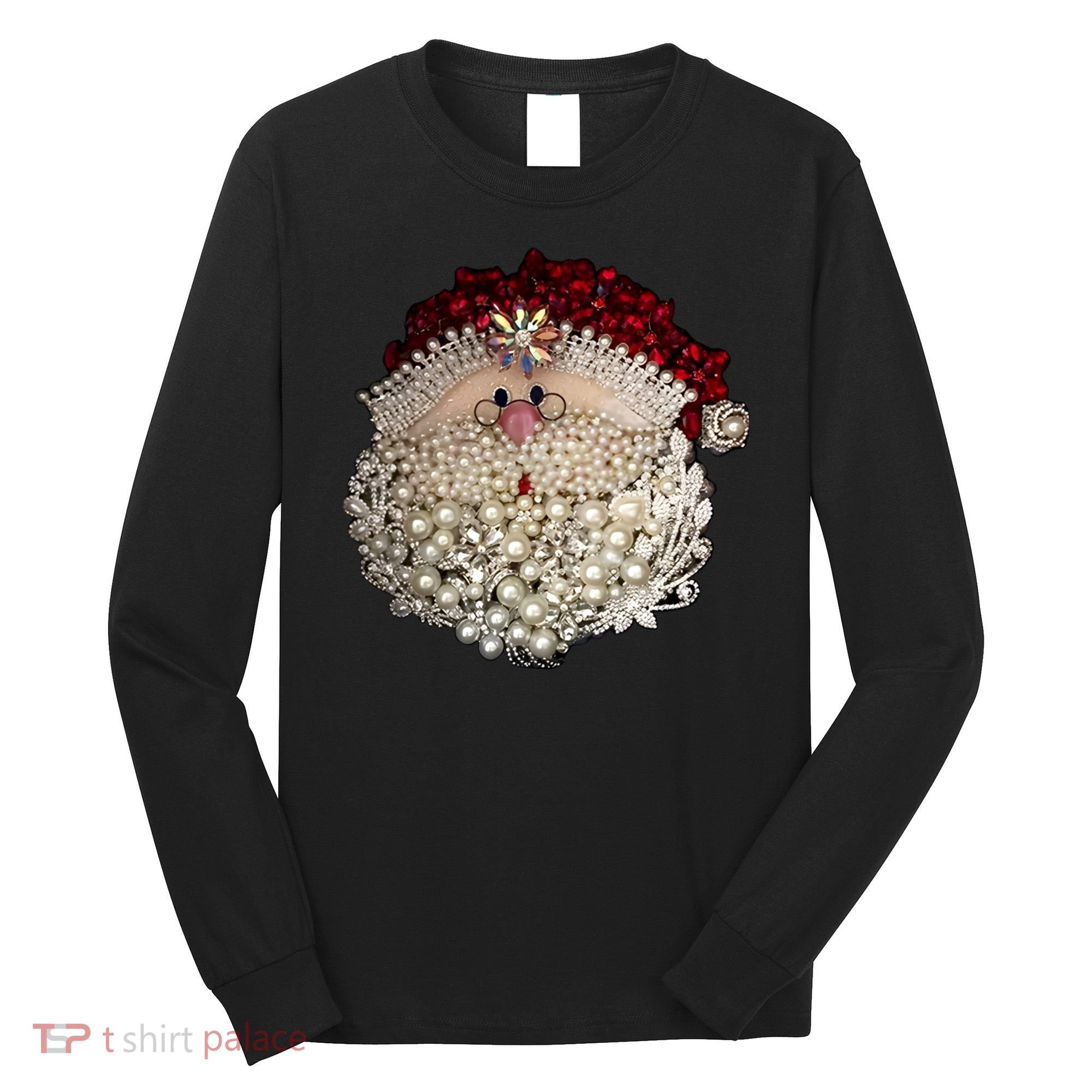 Christmas Santa Claus Jewel Art Long Sleeve Shirt