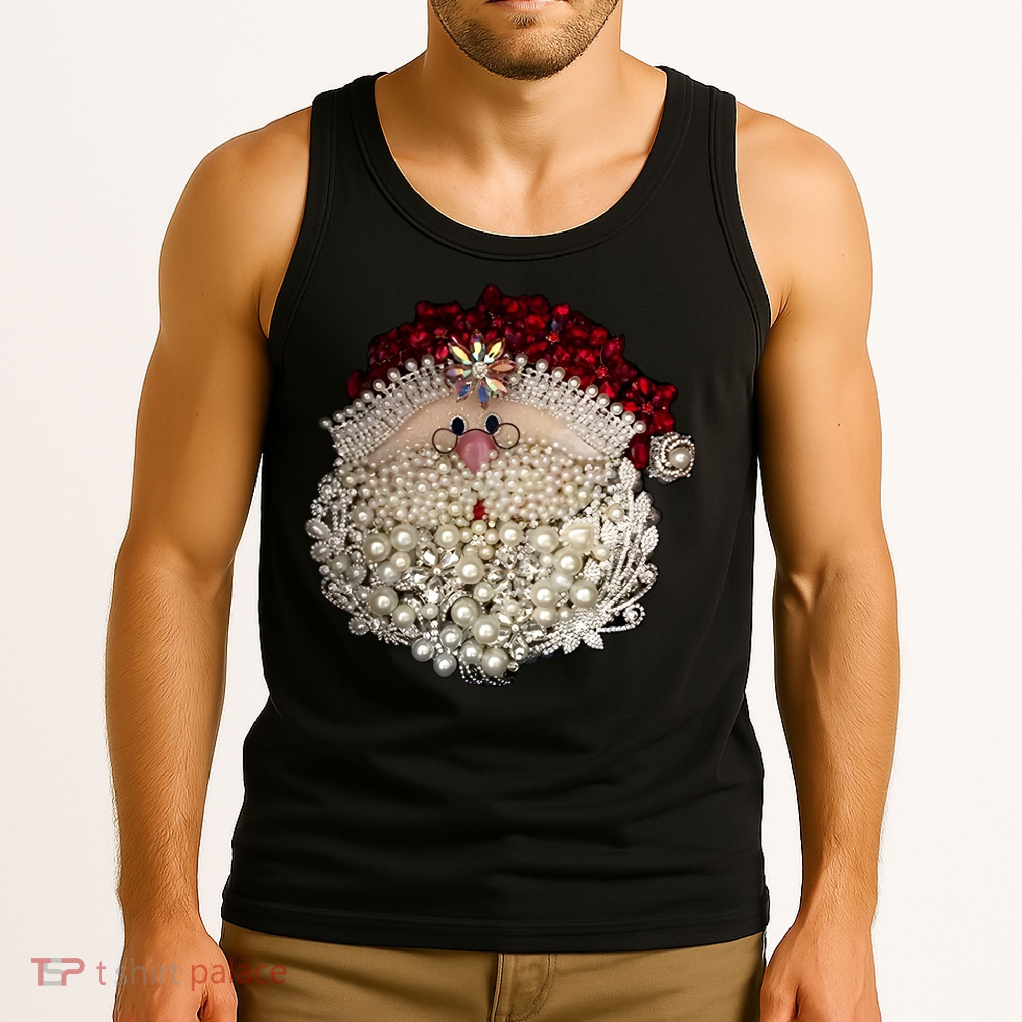 Christmas Santa Claus Jewel Art Tank Top