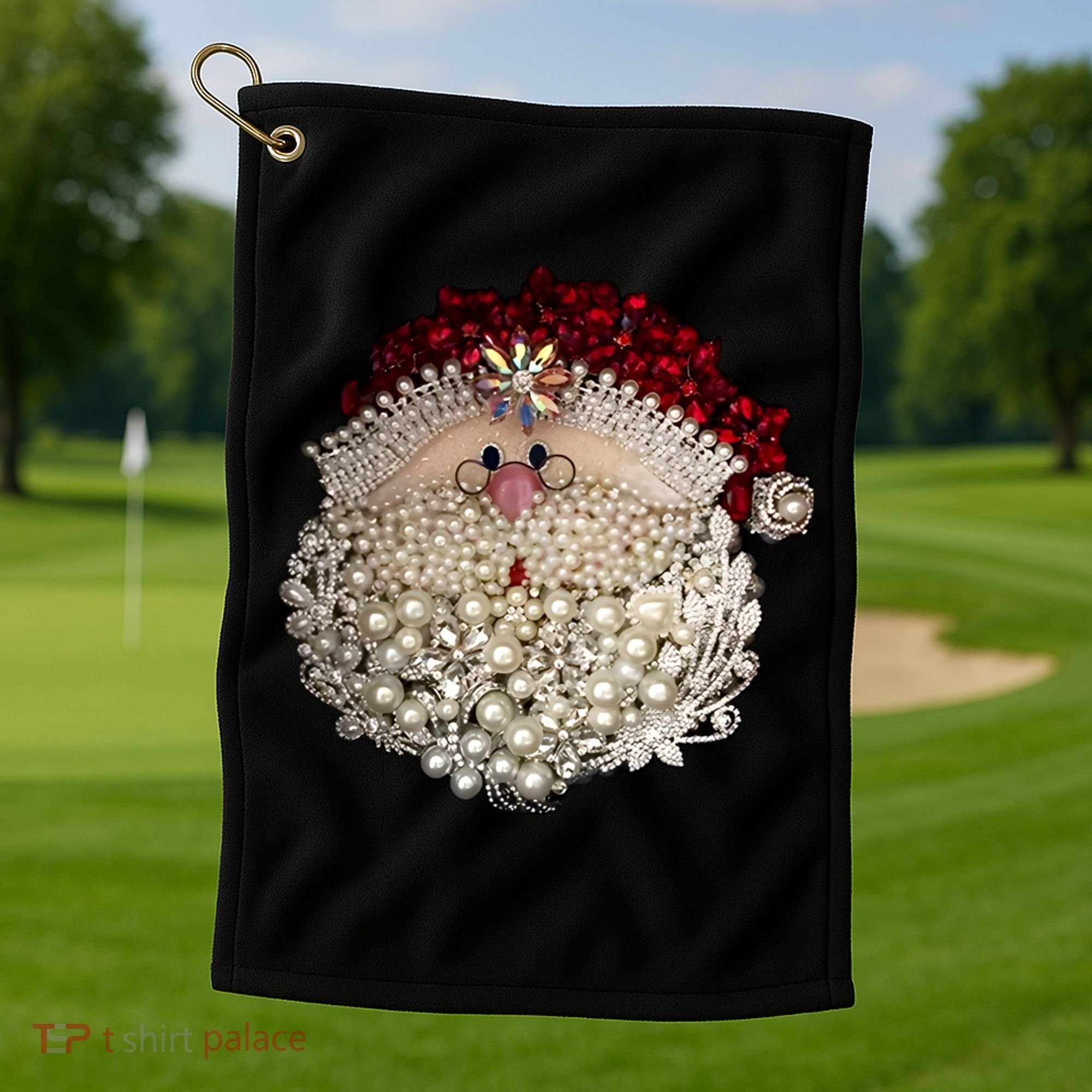 Christmas Santa Claus Jewel Art Golf Towel