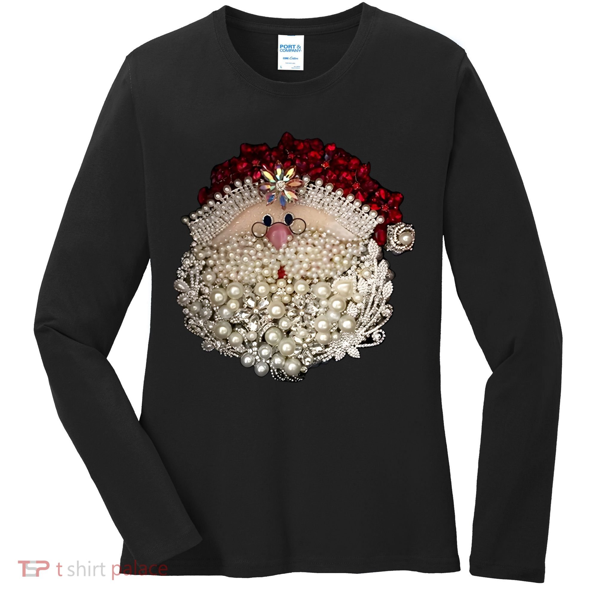 Christmas Santa Claus Jewel Art Women's Long Sleeve Shirt