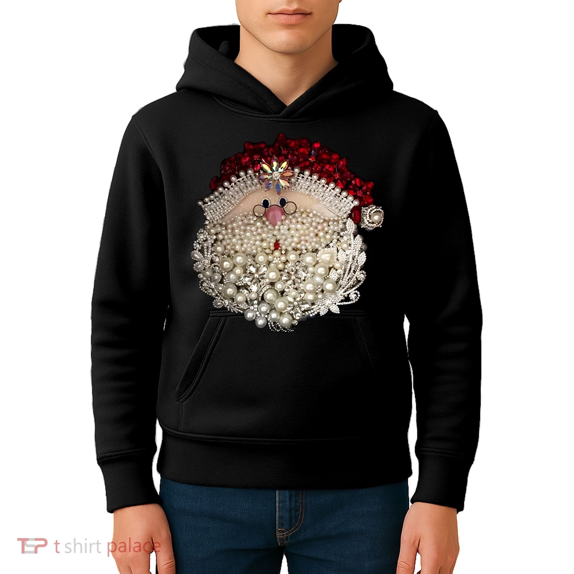 Christmas Santa Claus Jewel Art Kids Hoodie
