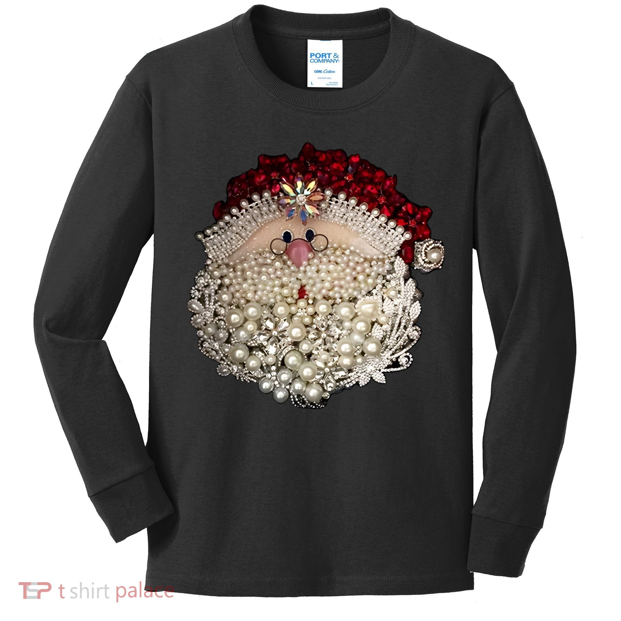 Christmas Santa Claus Jewel Art Kids Long Sleeve Shirt