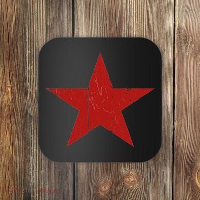 Communist Star Casual Distressed Graphic Top Coaster