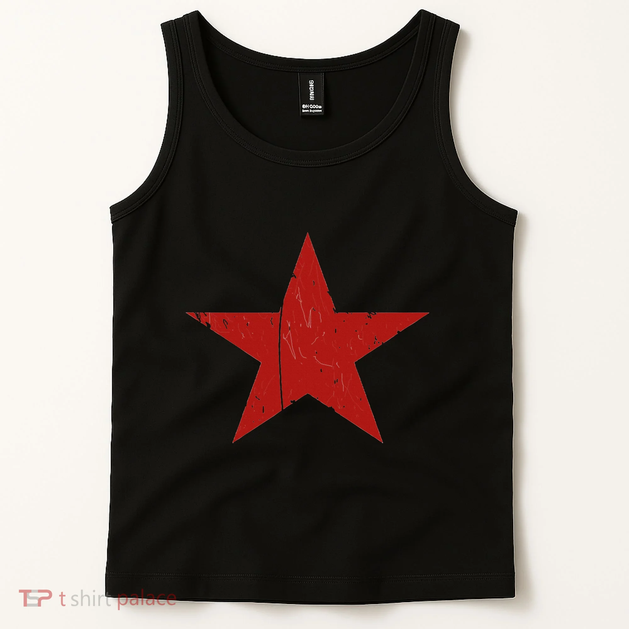 Communist Star Casual Distressed Graphic Top Tank Top