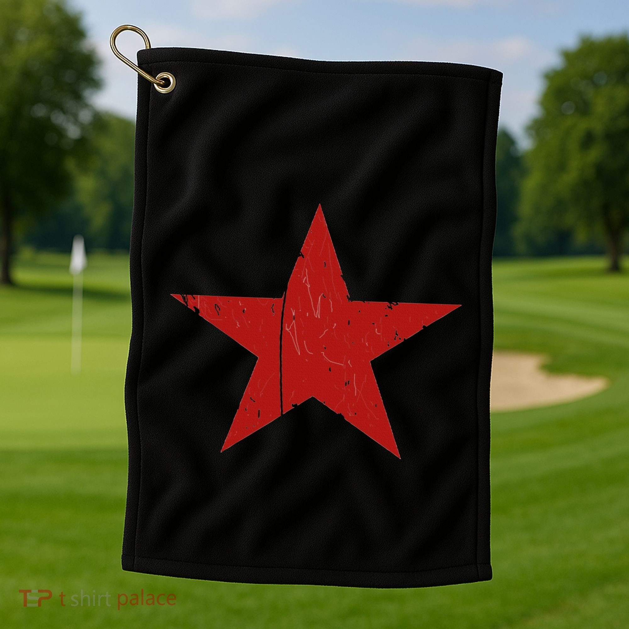 Communist Star Casual Distressed Graphic Top Golf Towel