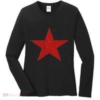 Communist Star Casual Distressed Graphic Top Women's Long Sleeve Shirt thumb 0