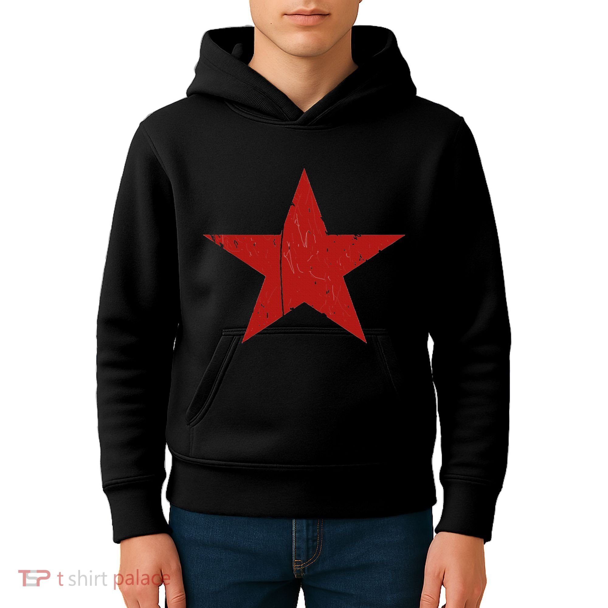 Communist Star Casual Distressed Graphic Top Kids Hoodie