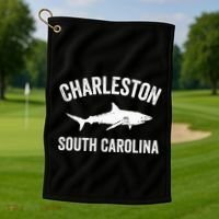Charleston Shark Charleston South Carolina Gift Golf Towel thumb 1