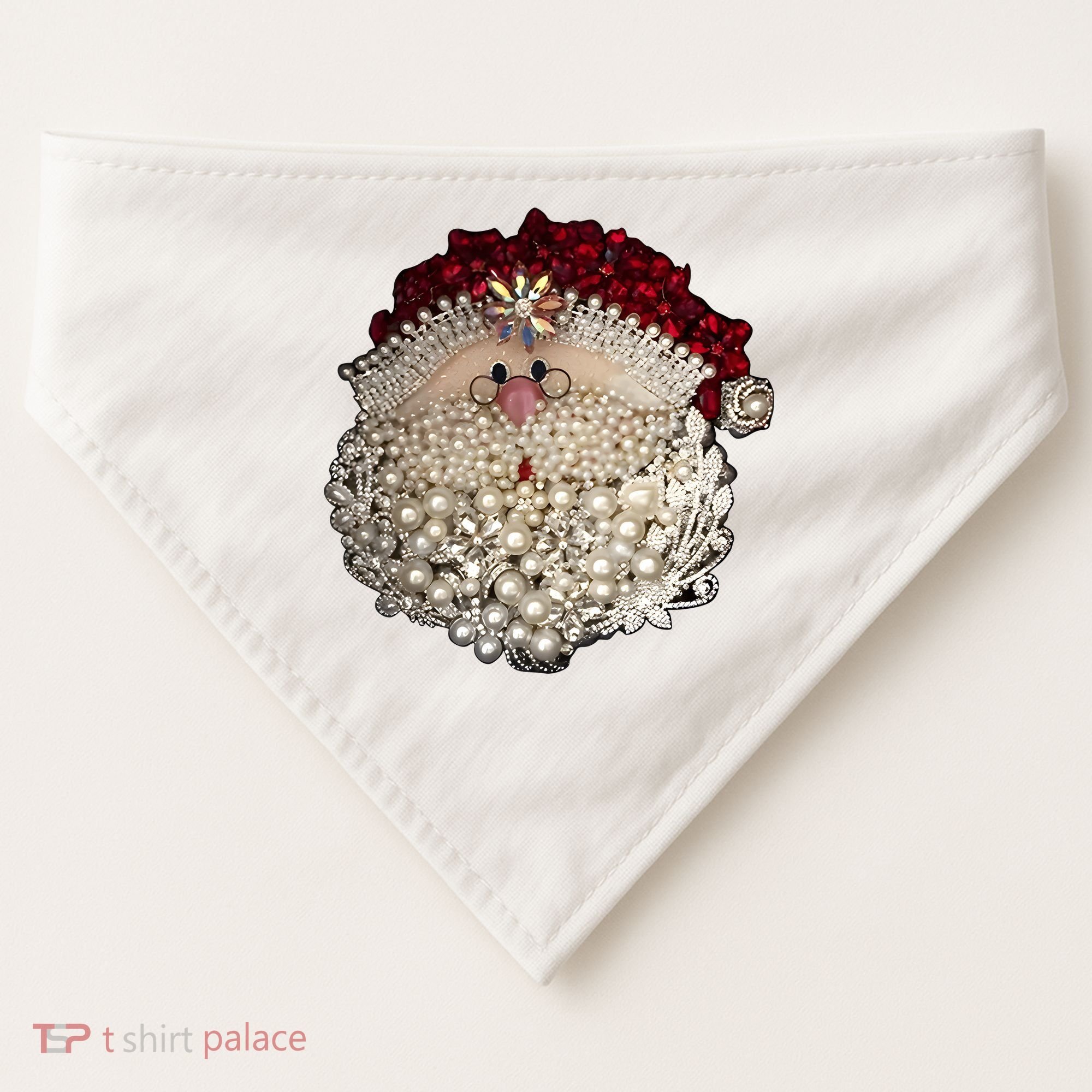 Christmas Santa Claus Jewel Art USA-Made Doggie Bandana