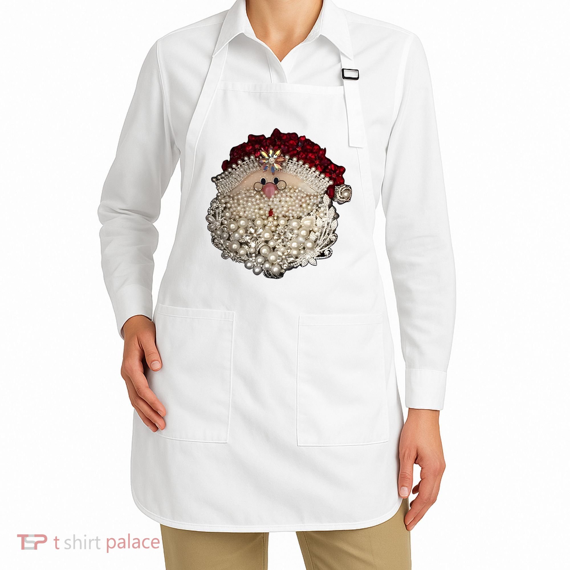 Christmas Santa Claus Jewel Art Apron