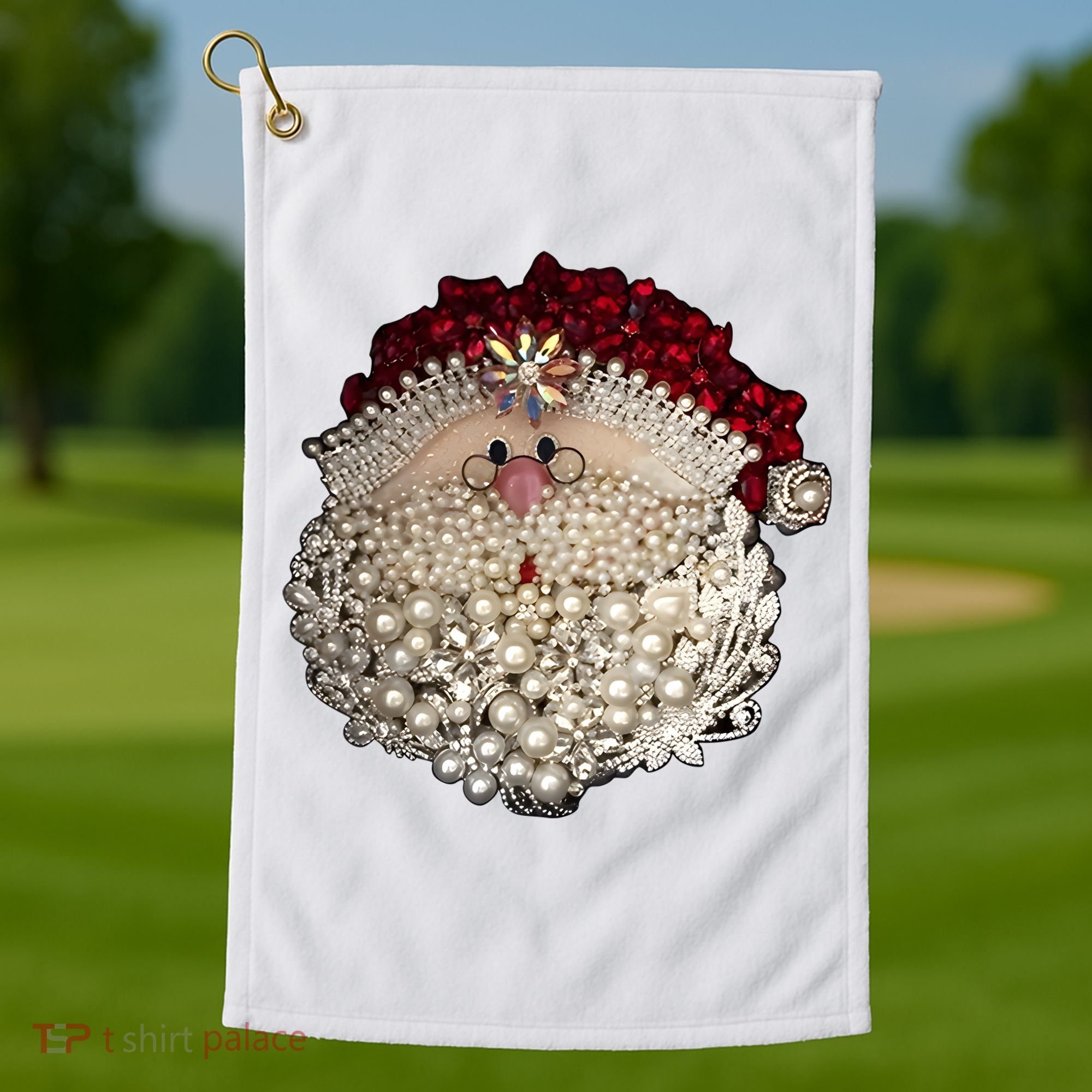 Christmas Santa Claus Jewel Art Golf Towel