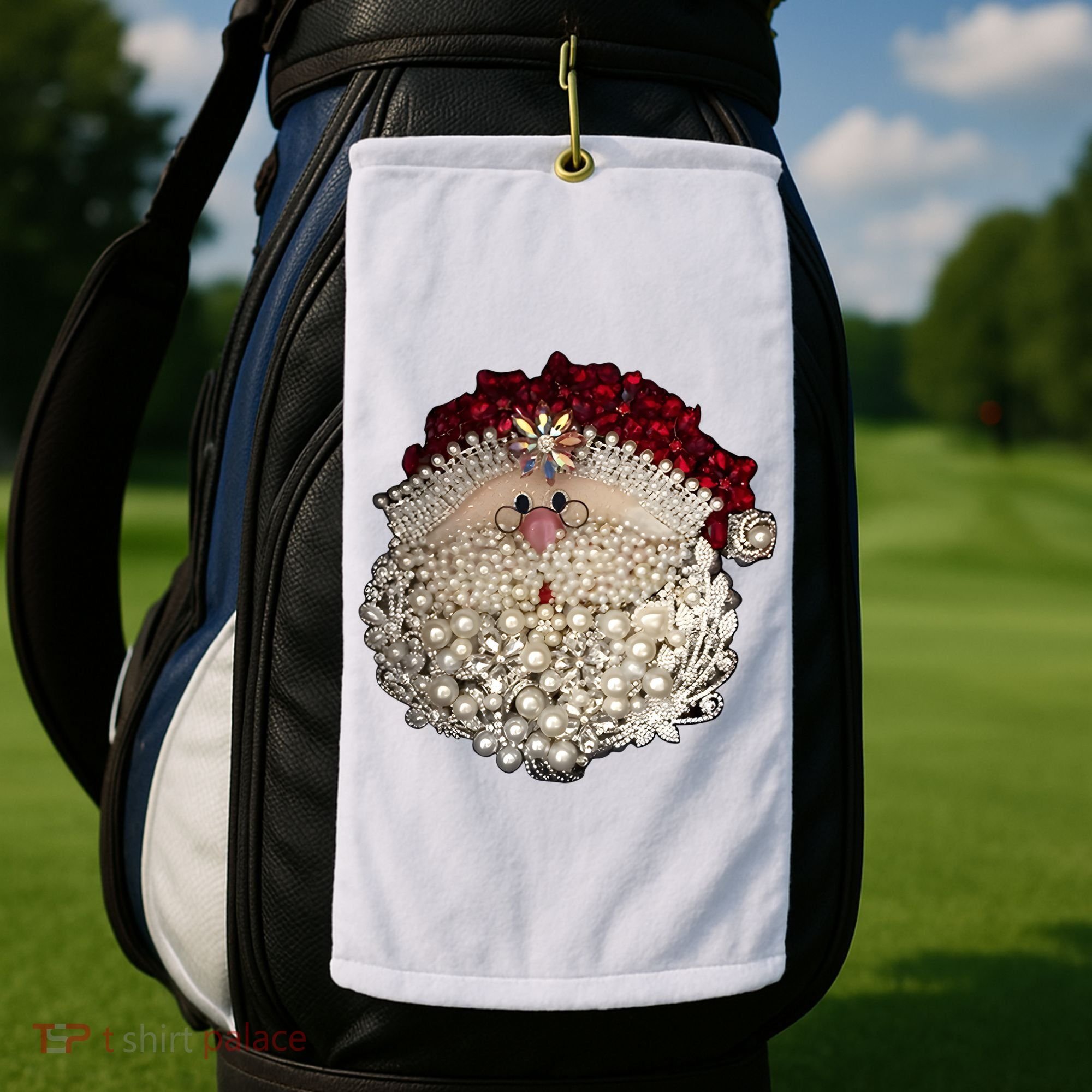 Christmas Santa Claus Jewel Art Golf Towel