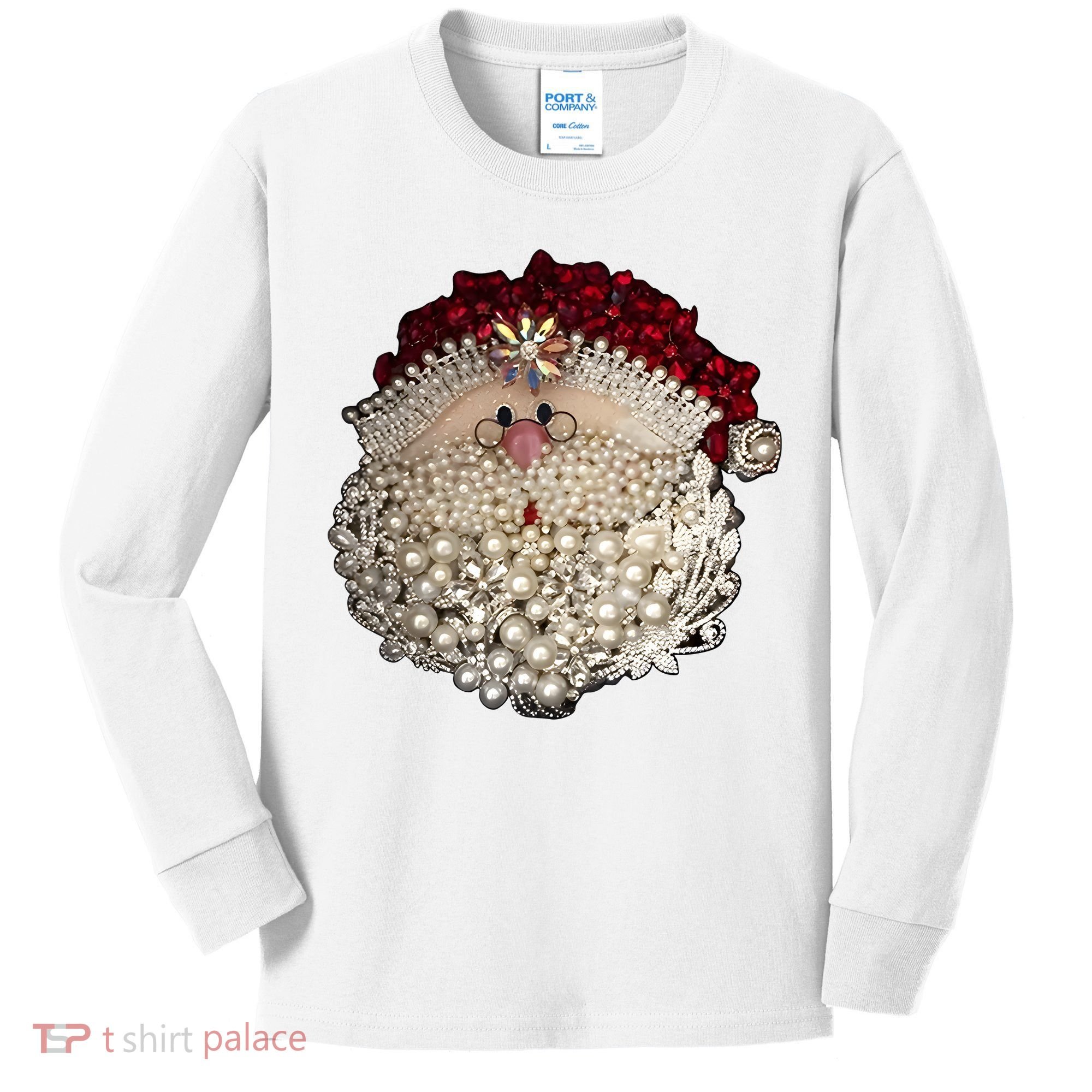 Christmas Santa Claus Jewel Art Kids Long Sleeve Shirt