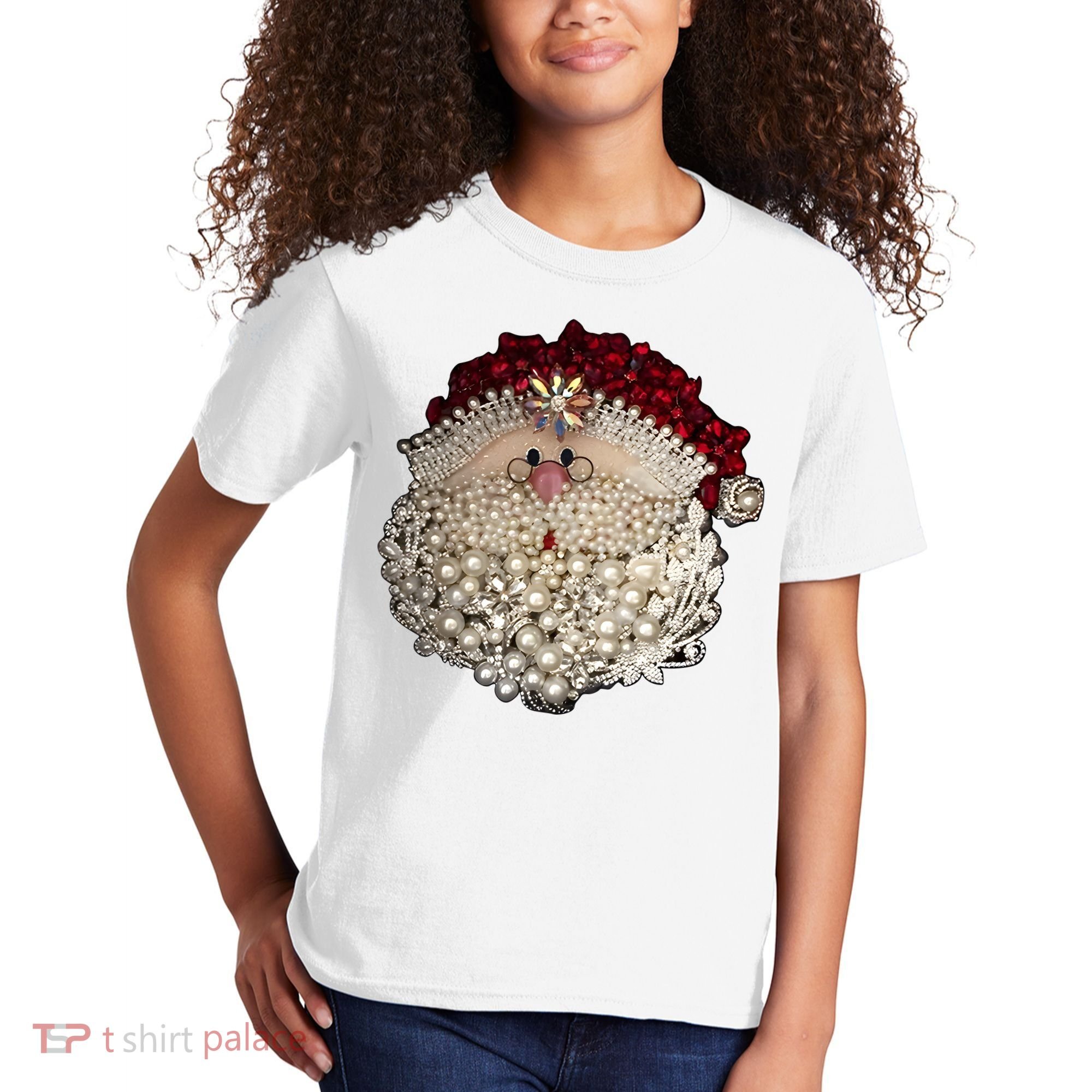 Christmas Santa Claus Jewel Art Kids T-Shirt