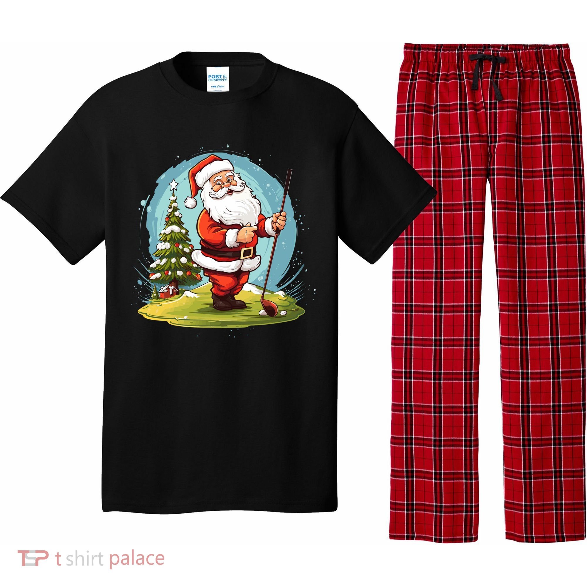 Christmas Santa Claus Golf Xmas Gift Pajama Set