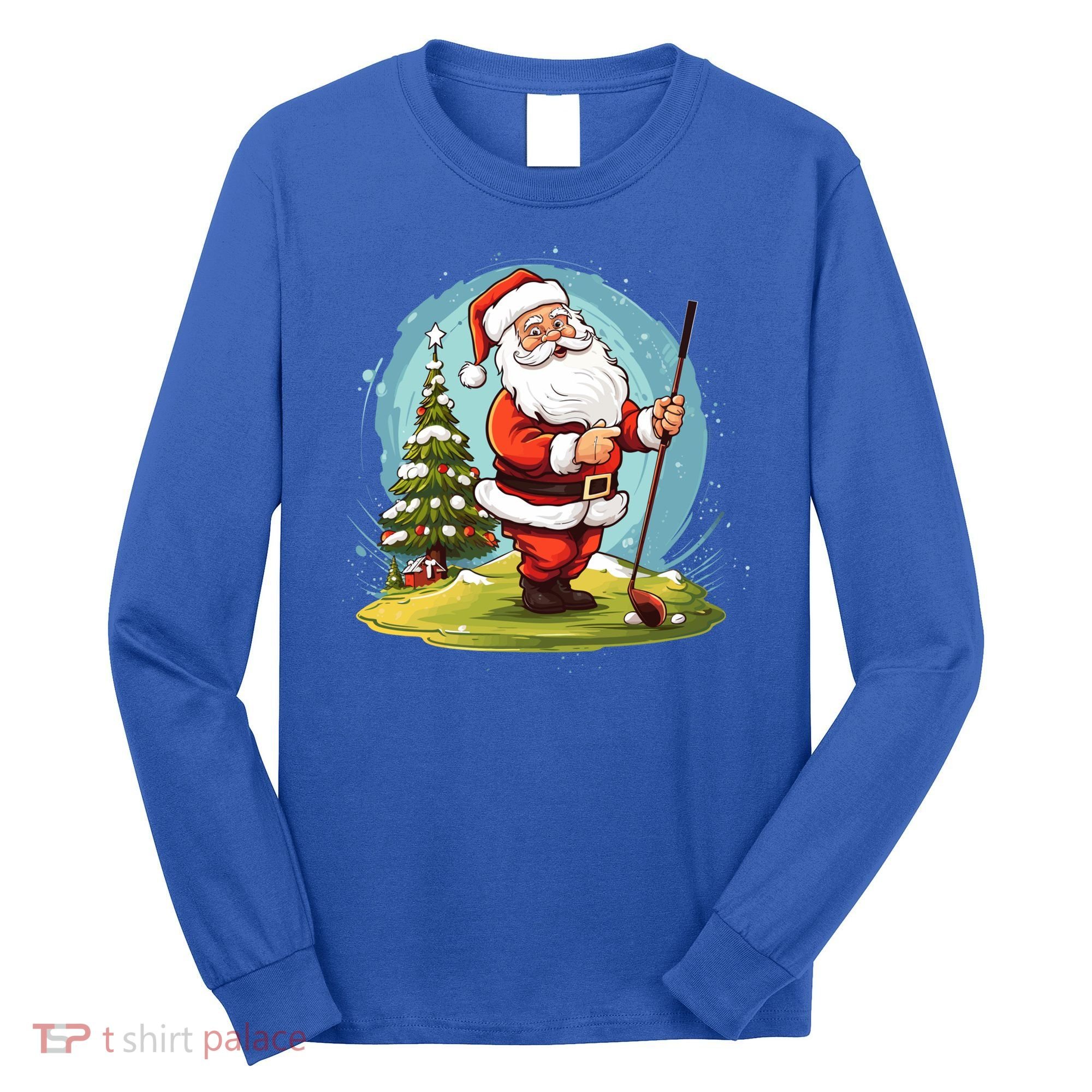Christmas Santa Claus Golf Xmas Gift Long Sleeve Shirt