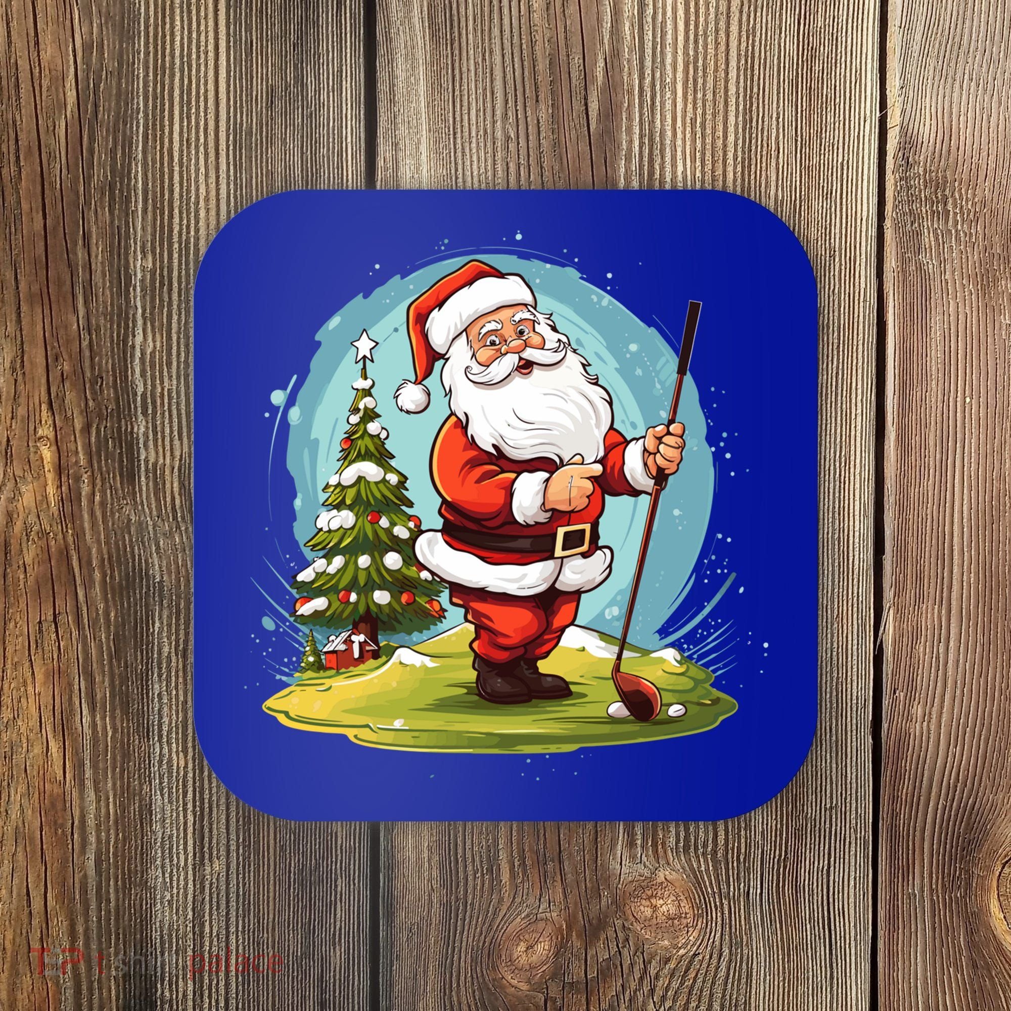 Christmas Santa Claus Golf Xmas Gift Coaster