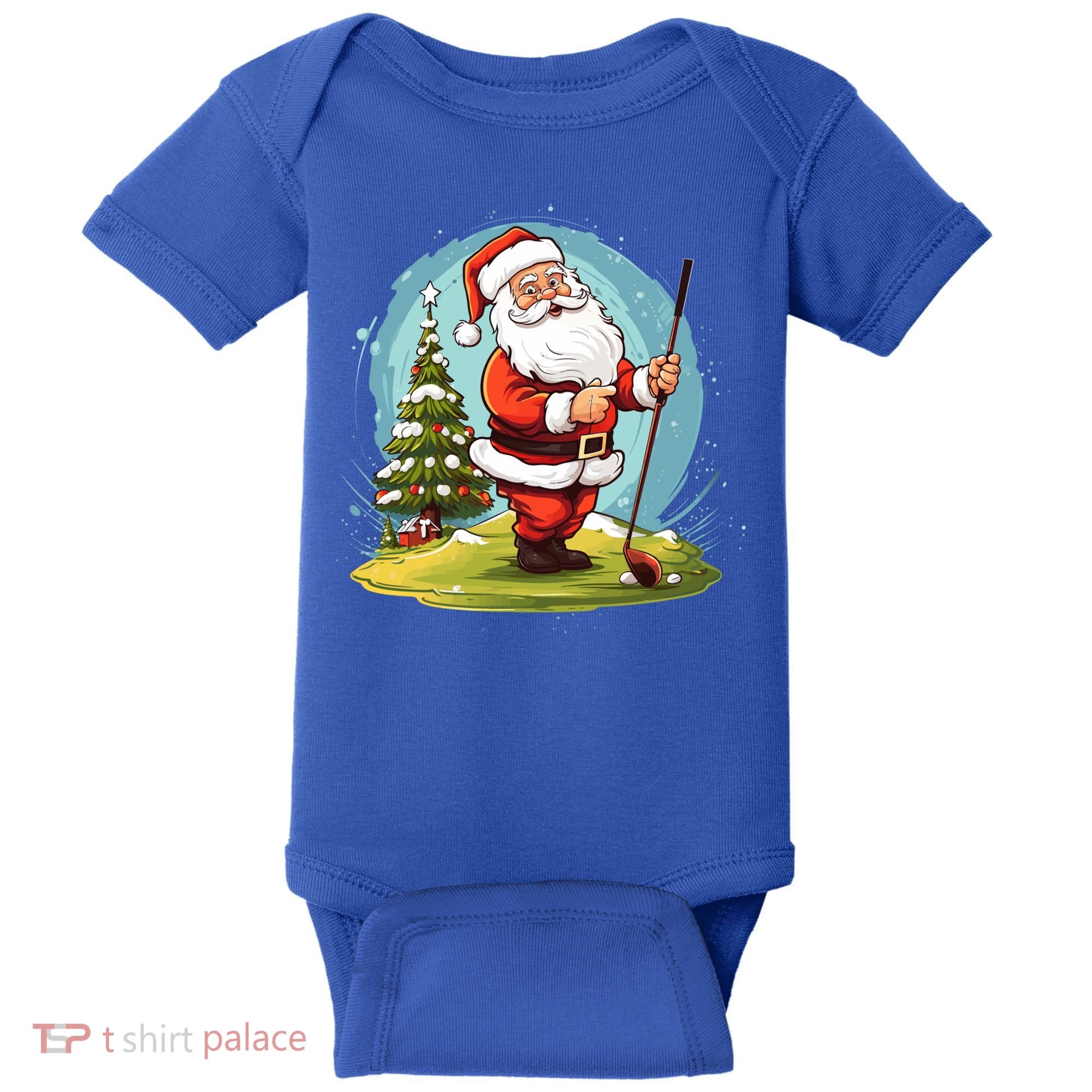 Christmas Santa Claus Golf Xmas Gift Baby Bodysuit