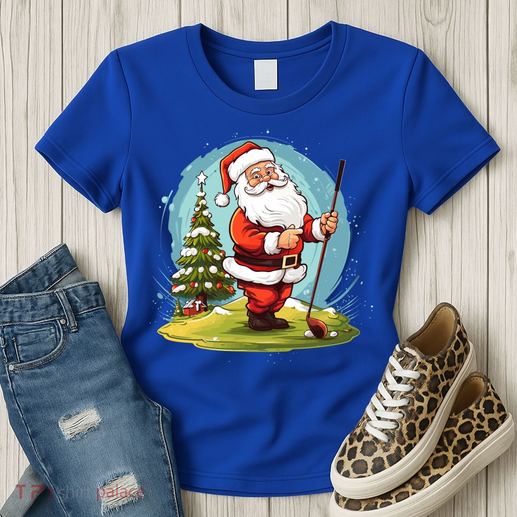 Christmas Santa Claus Golf Xmas Gift Women's T-Shirt