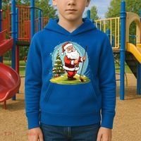 Christmas Santa Claus Golf Xmas Gift Kids Hoodie thumb 2