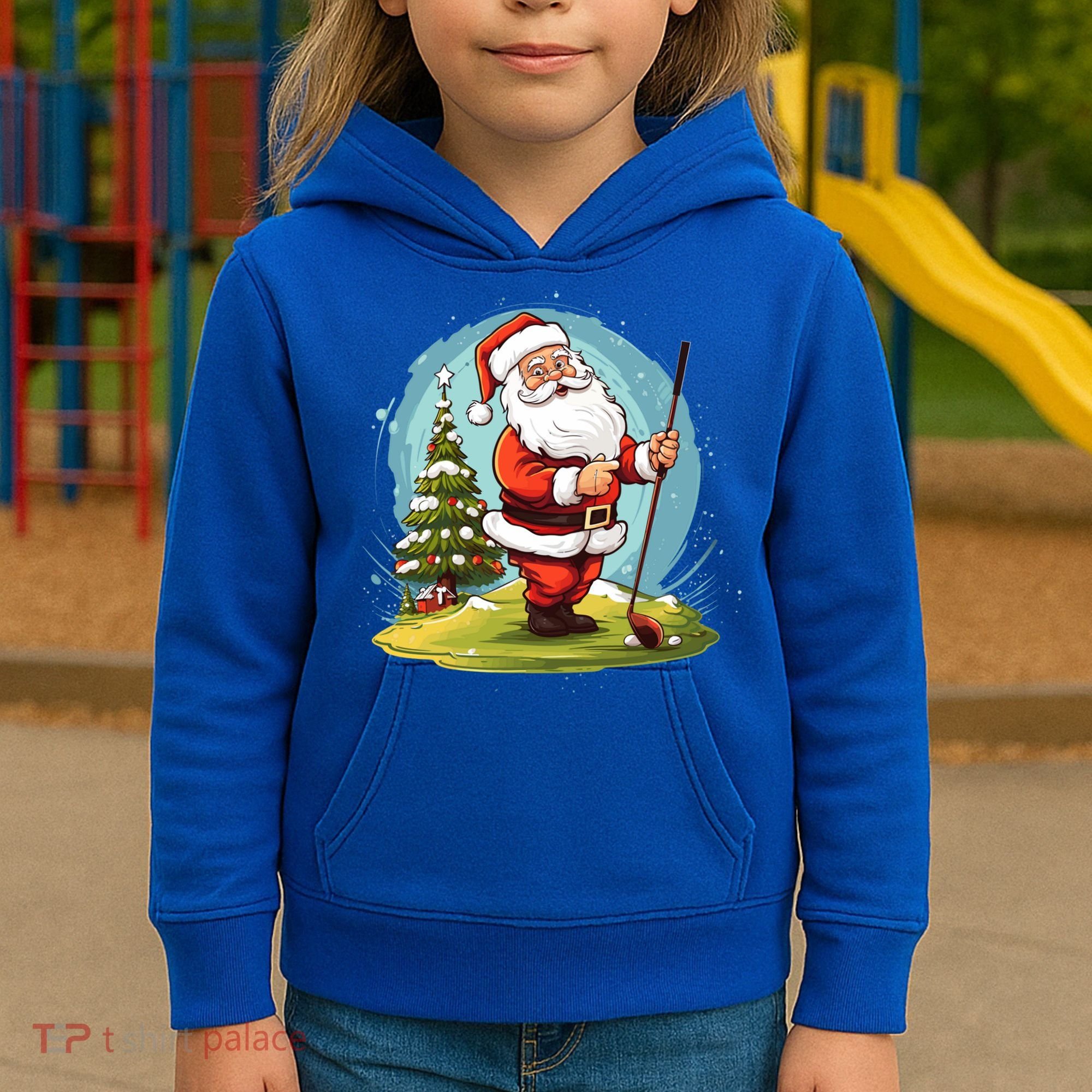 Christmas Santa Claus Golf Xmas Gift Kids Hoodie