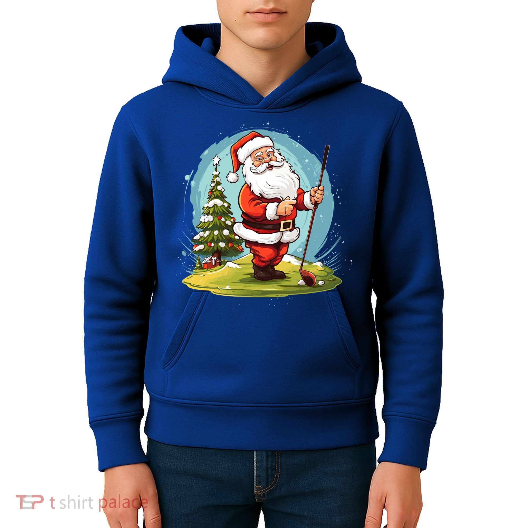 Christmas Santa Claus Golf Xmas Gift Kids Hoodie