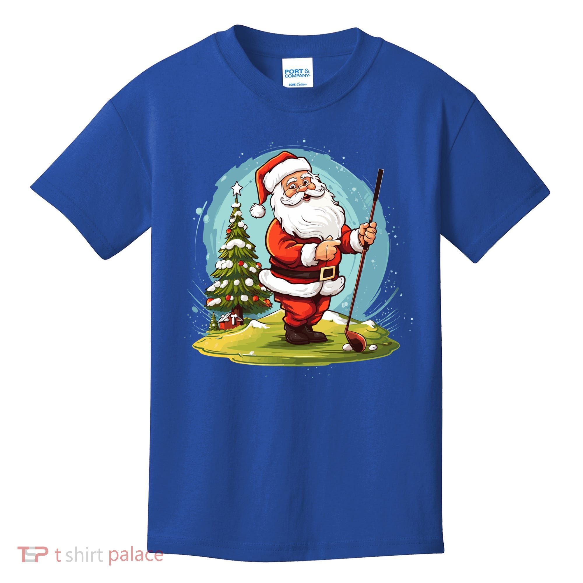 Christmas Santa Claus Golf Xmas Gift Kids T-Shirt
