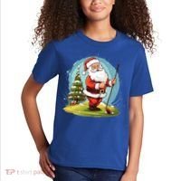 Christmas Santa Claus Golf Xmas Gift Kids T-Shirt thumb 2