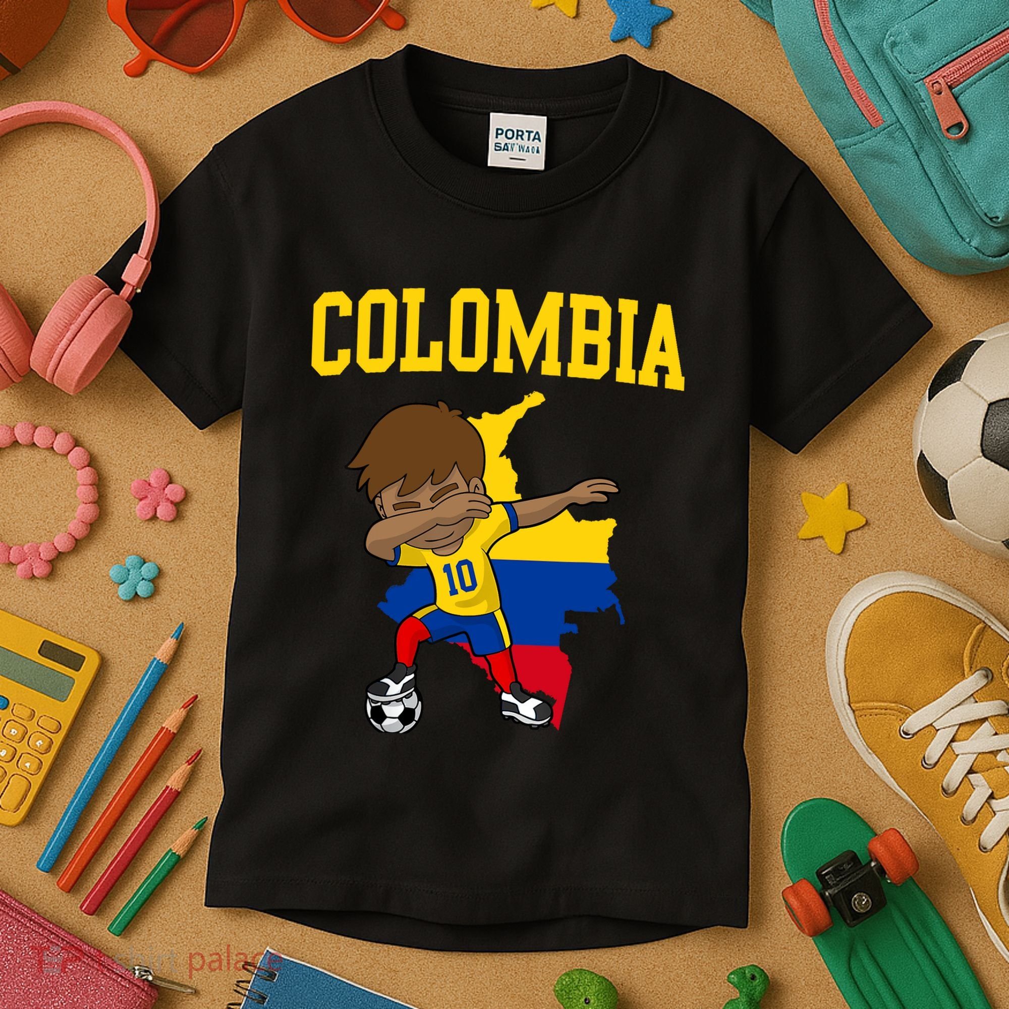 Colombia Soccer Colombian Football Dabbing Kids T-Shirt