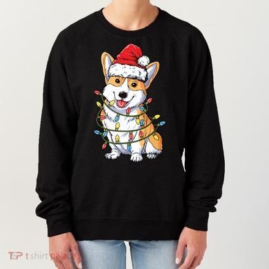 Corgi Santa Christmas Tree Lights Xmas Women's Sweatshirt