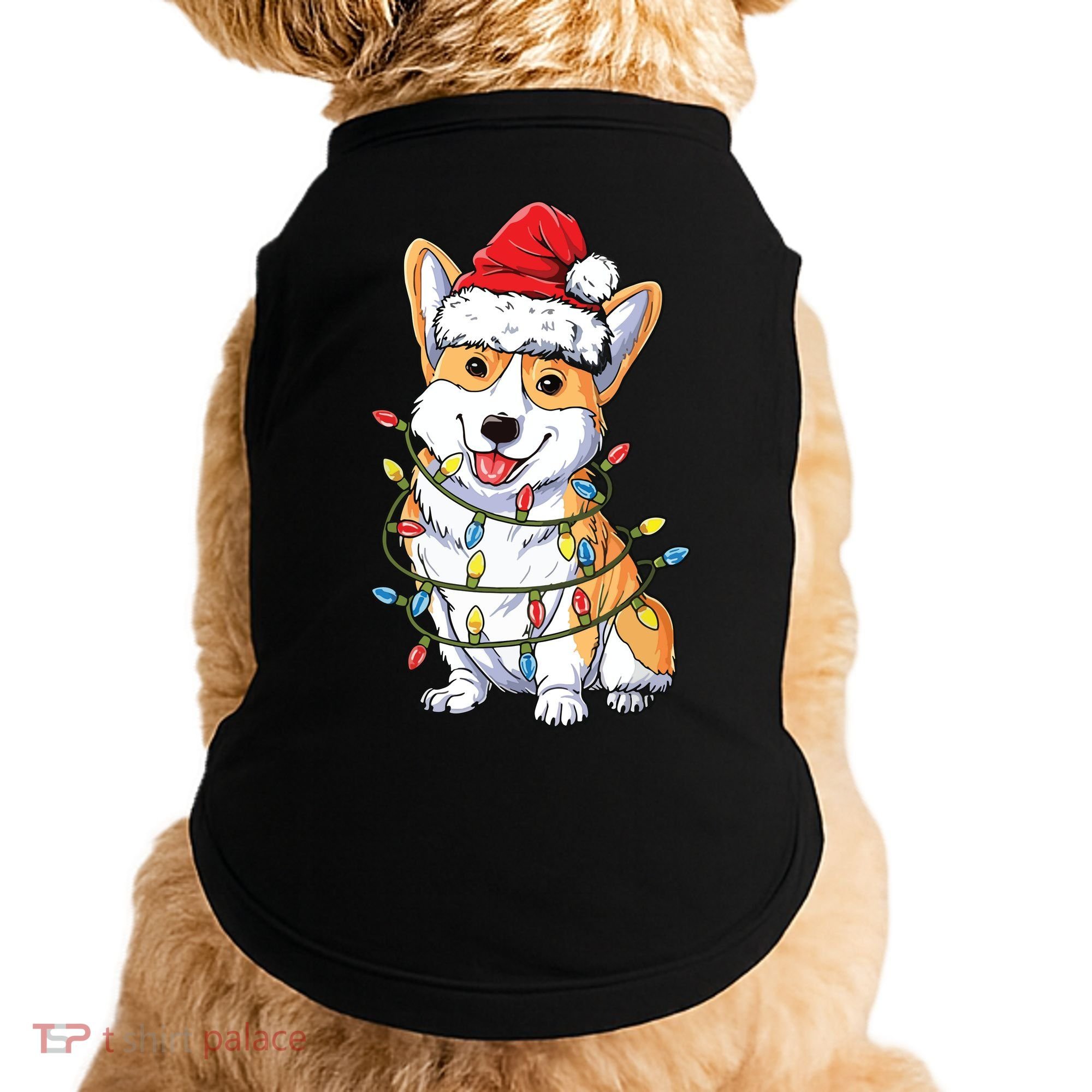 Corgi Santa Christmas Tree Lights Xmas Doggie Tank