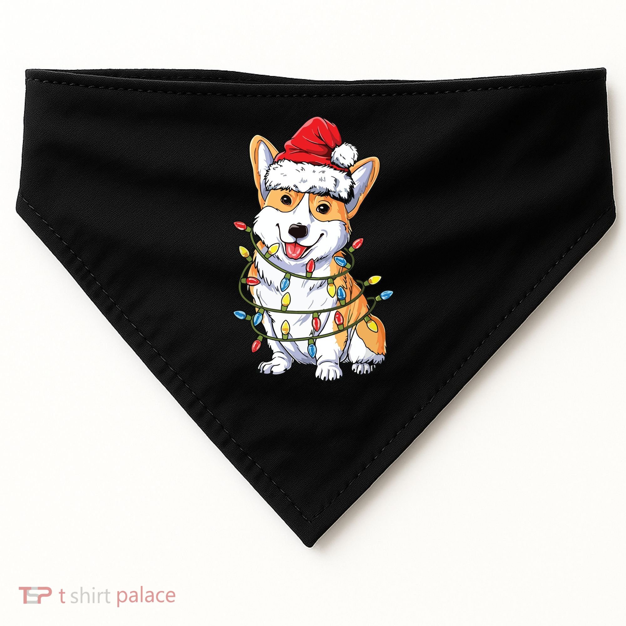 Corgi Santa Christmas Tree Lights Xmas USA-Made Doggie Bandana