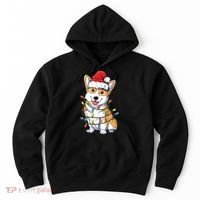 Corgi Santa Christmas Tree Lights Xmas Hoodie thumb 0