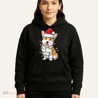 Corgi Santa Christmas Tree Lights Xmas Hoodie thumb 5
