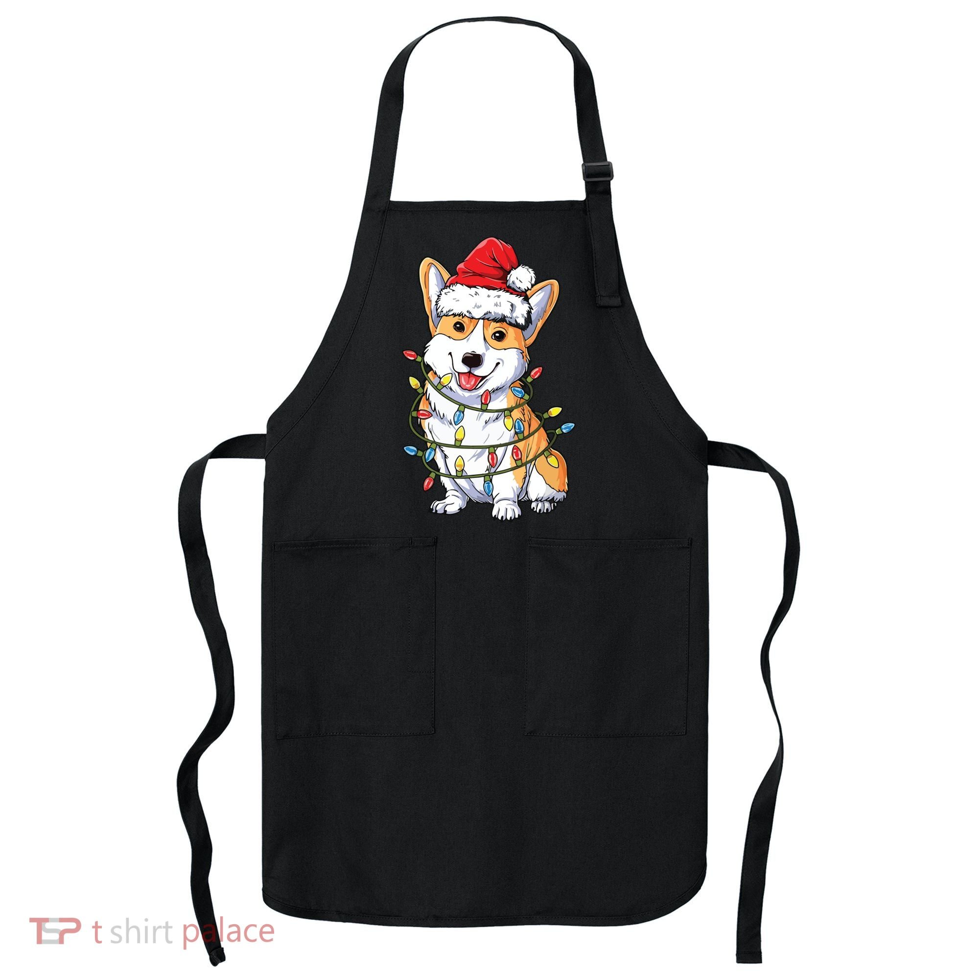 Corgi Santa Christmas Tree Lights Xmas Apron